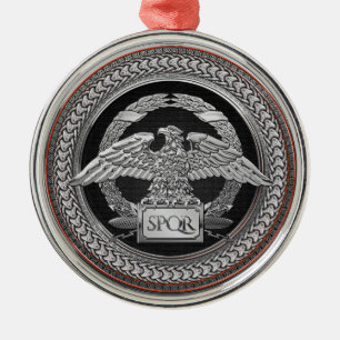 [200] Silberrömischer Kaiseradler über Medallion Ornament Aus Metall