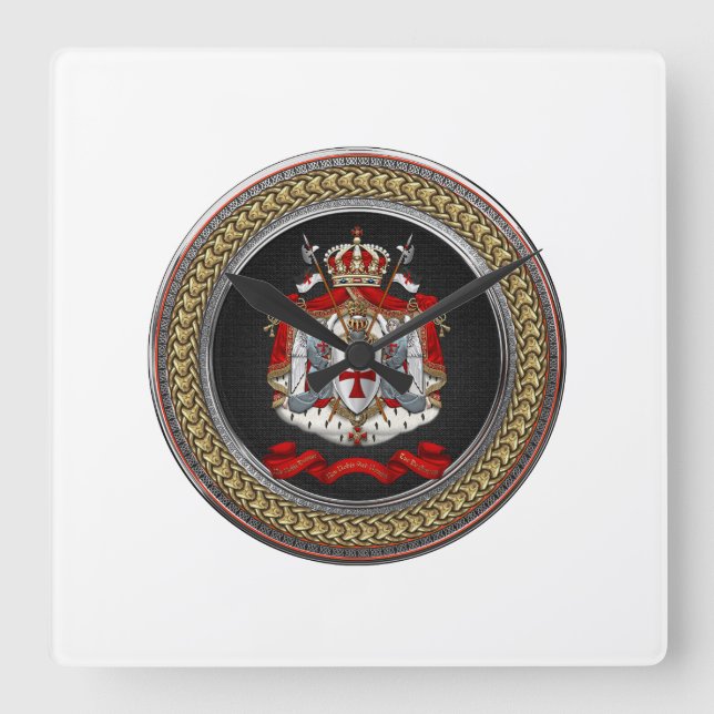 [200] Tempelwappen der Ritter Quadratische Wanduhr (Vorderseite)