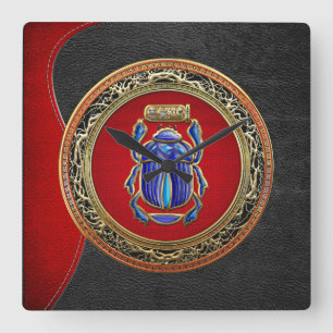 [200] Treasure Trove: Ancient Egyptian Scarab Quadratische Wanduhr