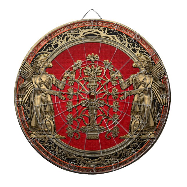 [200] Two Gold Ninurtas with Tree of Life Dartscheibe (vorne)