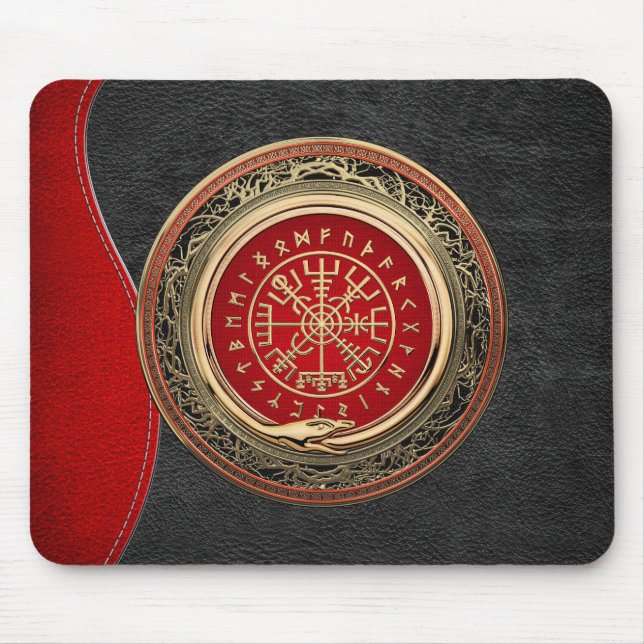 [200] Vegvisir - Viking Gold Magic Runic Compass Mousepad (Vorne)