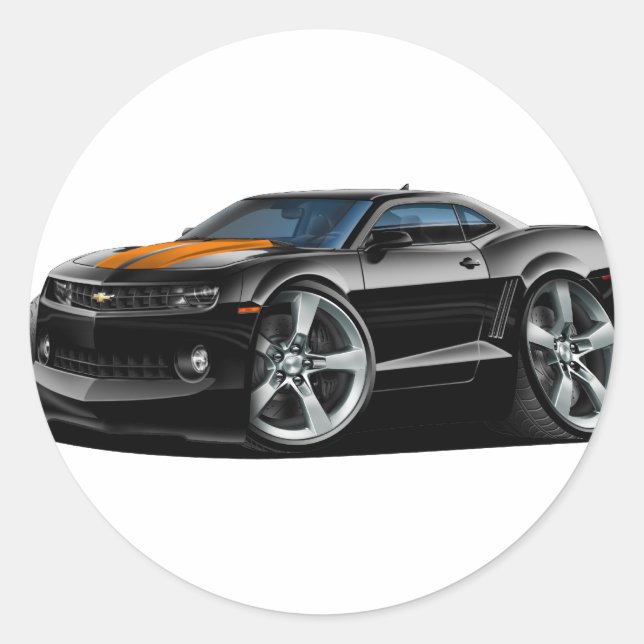 2010-12 Camaro Black-Orange Car Runder Aufkleber (Vorderseite)