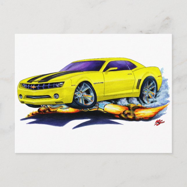 2010 Camaro Gelb-Schwarz-Auto Postkarte (Vorderseite)