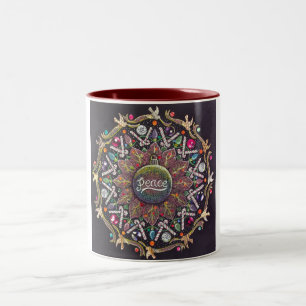 2010 Feiertags-Friedensmandala-Tasse Zweifarbige Tasse