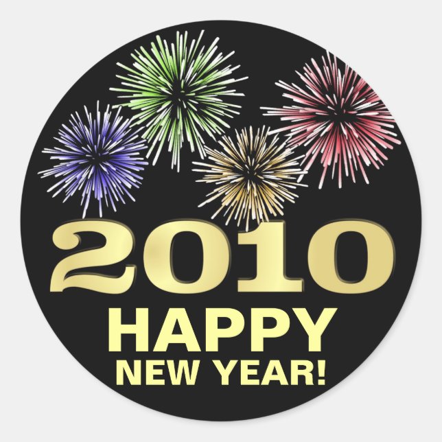 2010 Frohes Jahr-Stickers Runder Aufkleber (Vorderseite)