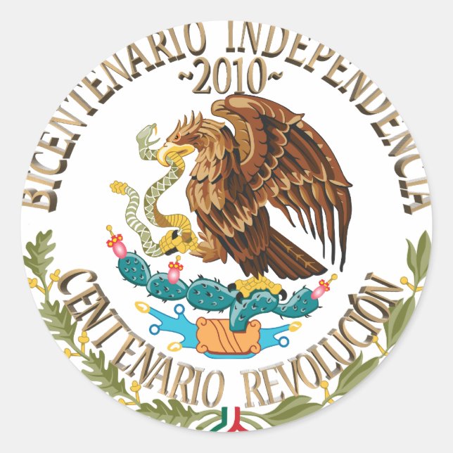 2010 Mexikanische Unabhängigkeit/Revolution Runder Aufkleber (Vorderseite)