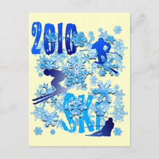 2010 Skifahrerkarten für Skifahrer Postkarte