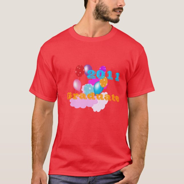 2011 Absolvent Shirt bunte Ballons und Wolken (Vorderseite)