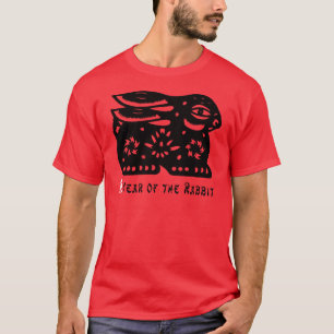 2011 Jahr des Kaninchen-Papier geschnittenen T-Shirt