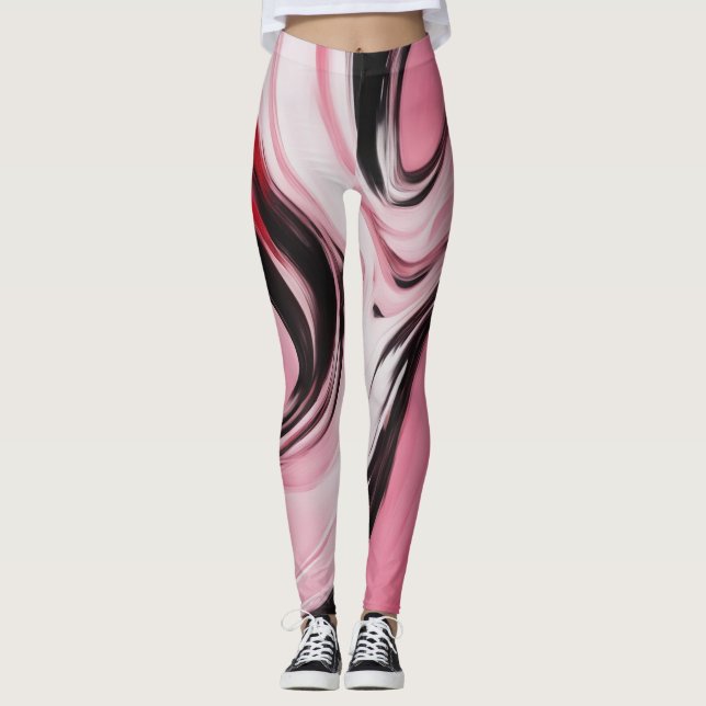 20125 abstrakt rosa Spandex Leggings (Vorderseite)