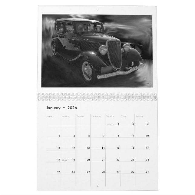 2012 Autos Gestern in Schwarzweiss Kalender (Jan 2026)