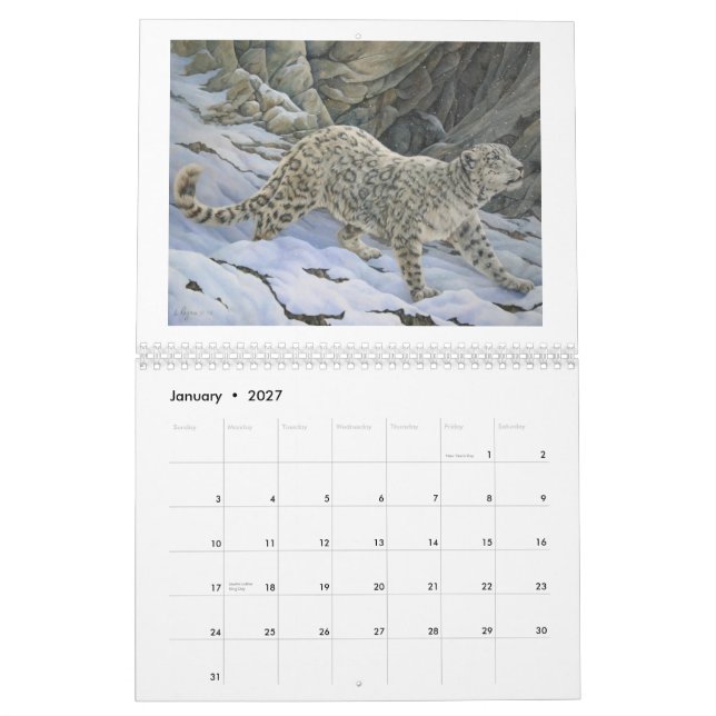 2012 calendrier d'art de faune de douze mois (Jan 2027)