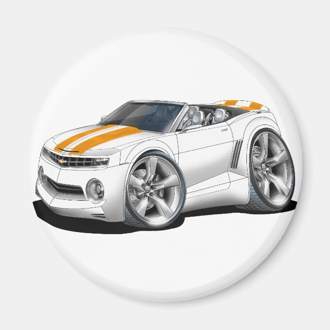 2012 Camaro White-Orange Convertible Magnet (Vorne)