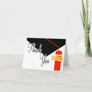 2012 Graduation Cap and Tassel Vielen Dank (rot) Dankeskarte