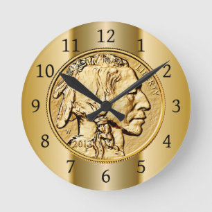 2013 Amerikaner-Büffel-Goldmünze ~ amerikanischer Runde Wanduhr