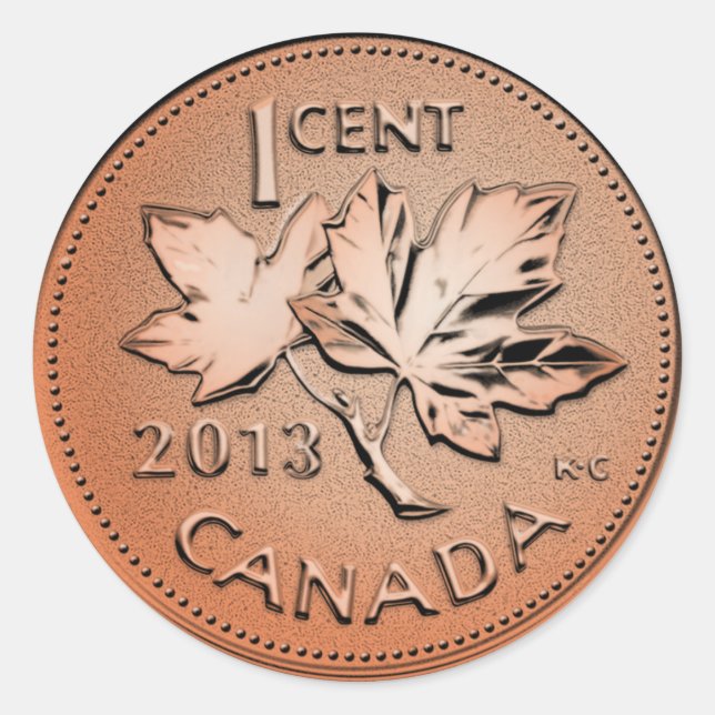 2013 Kanadischer Penny Runder Aufkleber (Vorderseite)