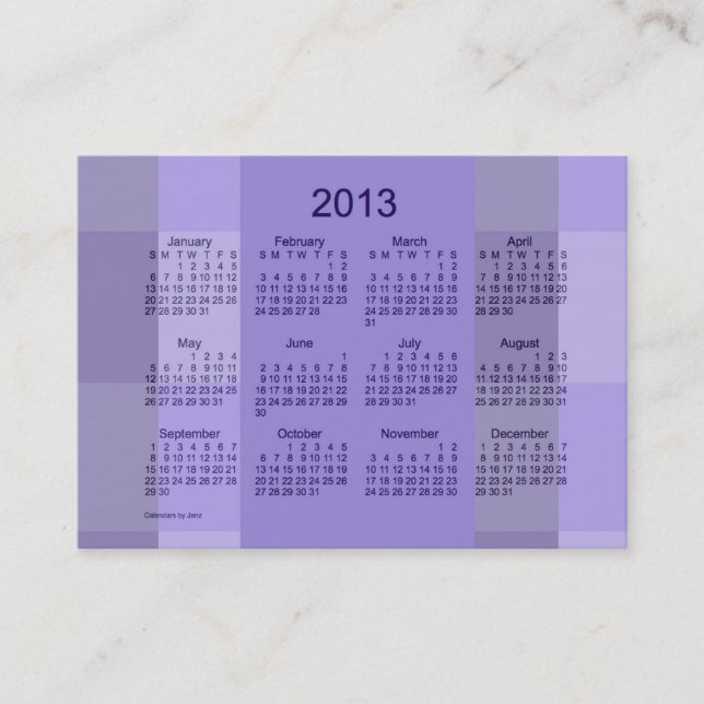 2013 Taschen-Kalender-Visitenkarte-Schablone Visitenkarte (Vorderseite)