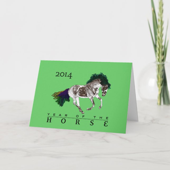 2014 ans de la carte de voeux en bois de cheval (Devant)