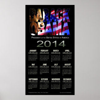2014 Barack Obama Ausschnitt-Kalender | schwarz Poster
