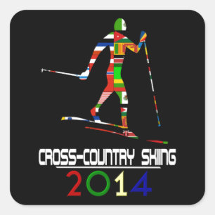 2014: Cross Country-Skifahren Quadratischer Aufkleber