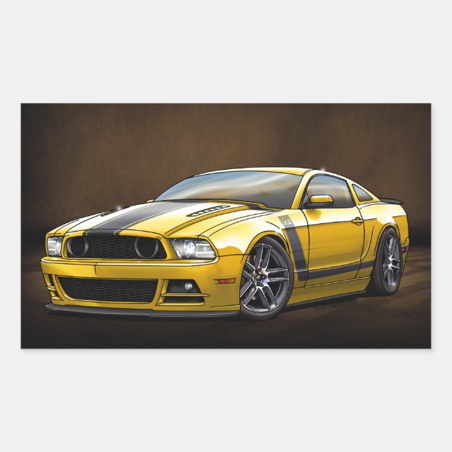 2014 Gelber Boss 302 Rechteckiger Aufkleber (Vorderseite)