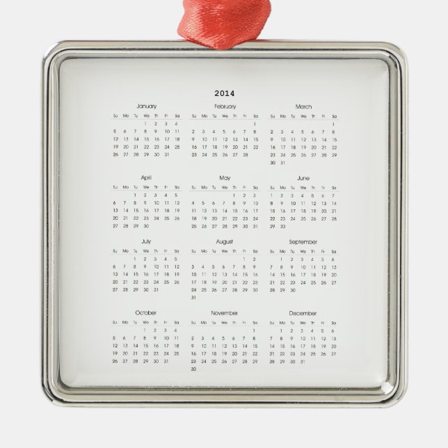 2014 Kalender-Geschenke Silbernes Ornament (Vorne)
