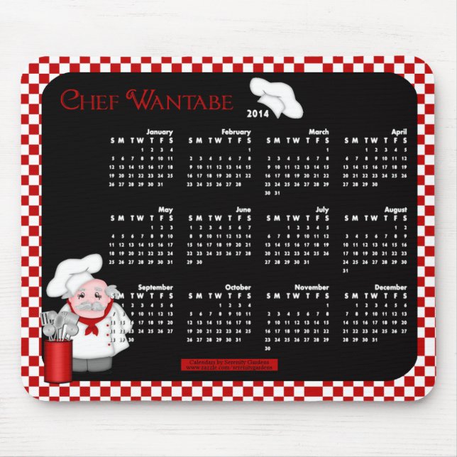 2014 Kalender Maus Pad-Koch Wantabe Mousepad (Vorne)