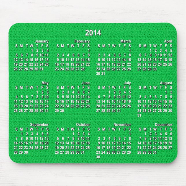 2014 Kalender-Maus-Pad - Strick Grün Mousepad (Vorne)
