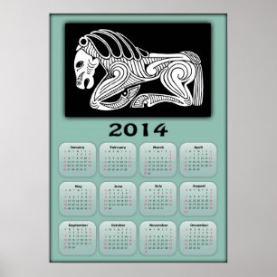 2014 Kalender zum Jahr des Pferdes mit skythischem Poster