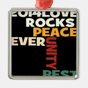 2014 Love Rocks Peace Kunstprint Silbernes Ornament