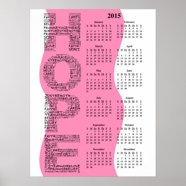2015: Ein Jahr der Hoffnung - jährlicher Mauerkale Poster (Vorne)