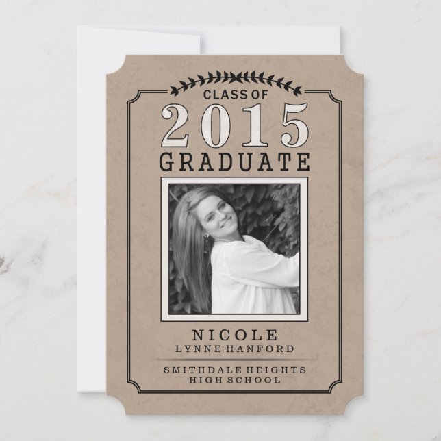 2015 Graduate Foto Brown Party Einladung - für sie (Vorderseite)