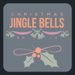 2015 Jingle Bells Christmas Stickers<br><div class="desc">Weihnachtsaufkleber mit Cadmium-Orange,  Wüstenschlange,  Kaschmirblauen Rose und Blautext,  der Weihnachts-Jingle-Bells 2015 liest und Glocken,  Band,  Heilige Beeren und Blätter hat!</div>