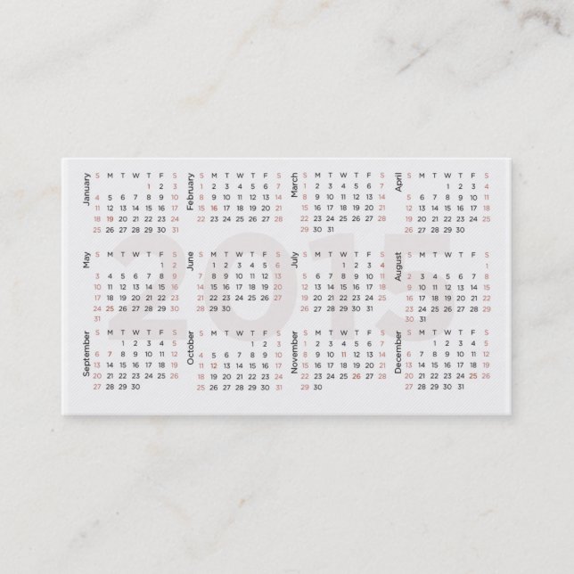 2015 Kalender-Visitenkarte Visitenkarte (Vorderseite)