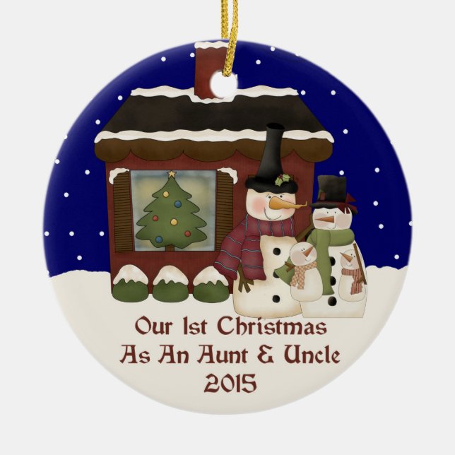2015 mein 1. Weihnachten als Tante u. Onkel Keramikornament (Vorne)