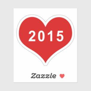 2015 Rotes Herz Vinyl Aufkleber