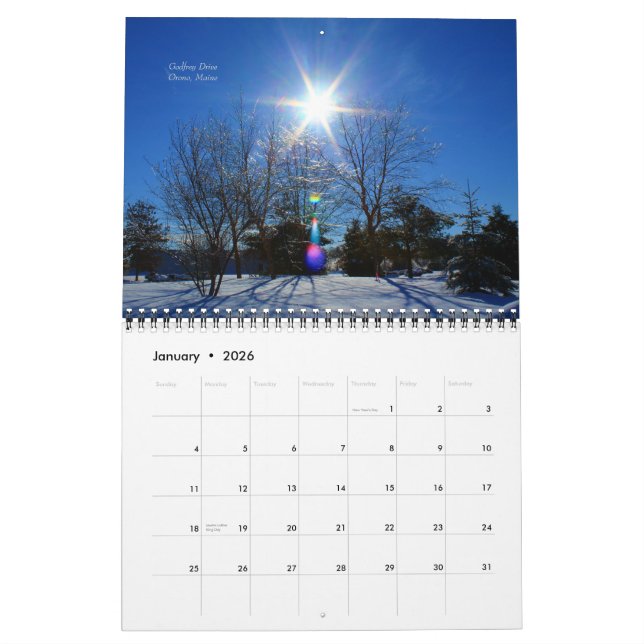 2015 scènes de nature de calendrier du Maine (Jan 2026)
