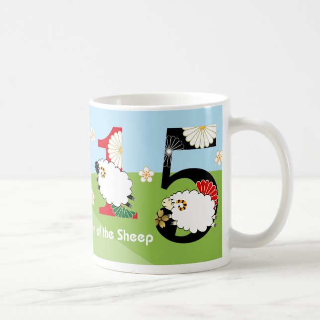 2015 springendes Jahr der Schaf-Tasse Kaffeetasse (Rechts)