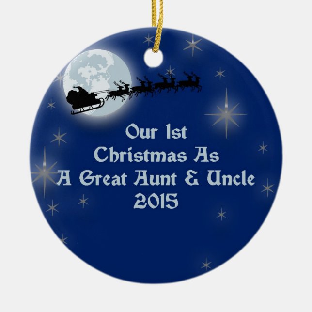 2015 unser 1. Weihnachten als Großtante und Onkel Keramik Ornament (Vorne)