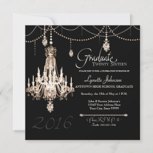 2016 Abschluss Crystal Chandelier Pearls Party Einladung