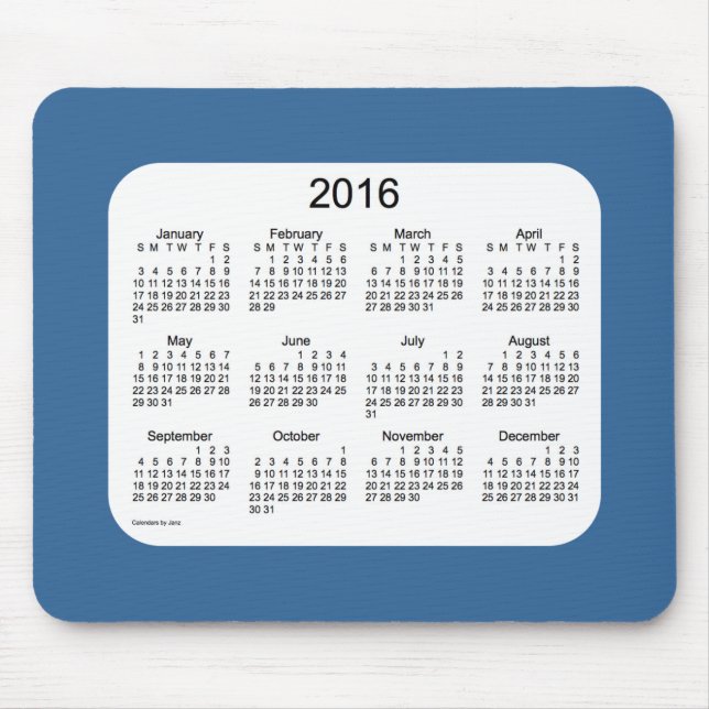 2016 Blau-Kalender durch Janz Mousepad (Vorne)