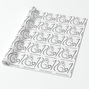 2016 Chinese-Tierkreis-Affe-Linie Kunst-Zeichnen Geschenkpapier