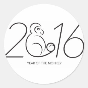 2016 Chinese-Tierkreis-Affe-Linie Kunst-Zeichnen Runder Aufkleber