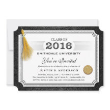 2016 Diploma Abschluss Einladung Gold Tassel Corne