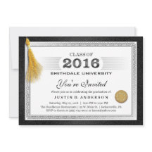2016 Diploma Abschluss Einladung mit Gold Tassel