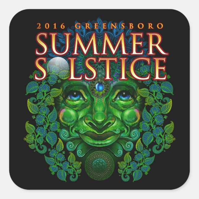 2016 Greensboro Summer Solstice Festival Souvenir Quadratischer Aufkleber (Vorderseite)