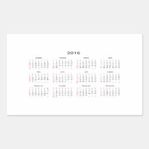 2016 Kalender-Geschenke Rechteckiger Aufkleber