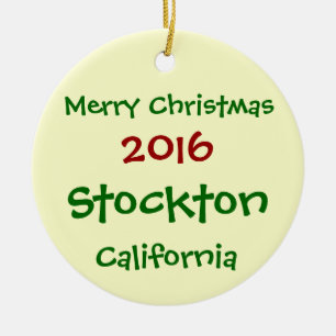 2016 STOCKTON KALIFORNIEN FROHE KERAMIKORNAMENT