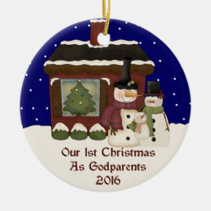 2016 unser 1. Weihnachten als Godparents Keramik Ornament