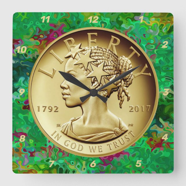  2017 American Liberty Gold Coin  Quadratische Wanduhr (Vorderseite)
